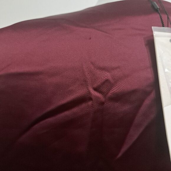 Calvin Klien Satin Puff Sleeve High Low Ruffled Hem Holiday Burgundy S 12 NWT - Picture 11 of 17
